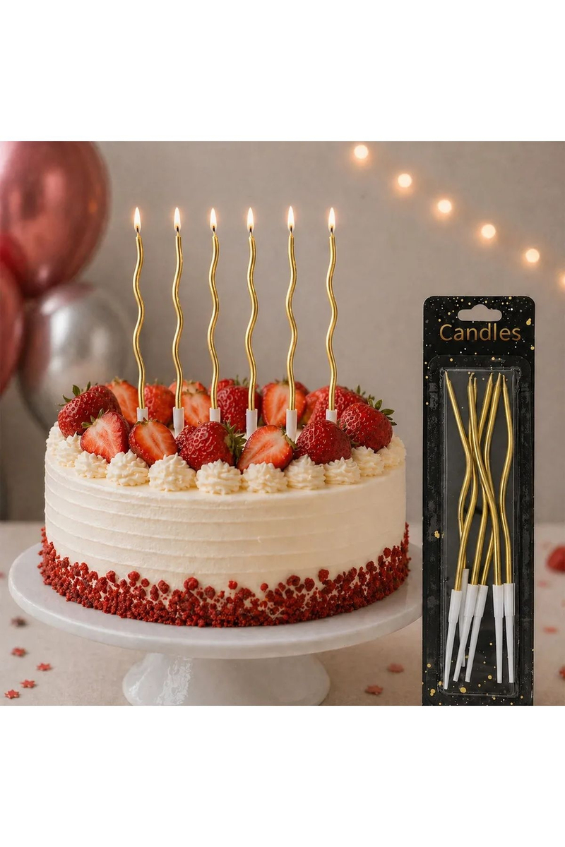 Orca Tel Mum Kıvrımlı Altın Rengi 11 cm