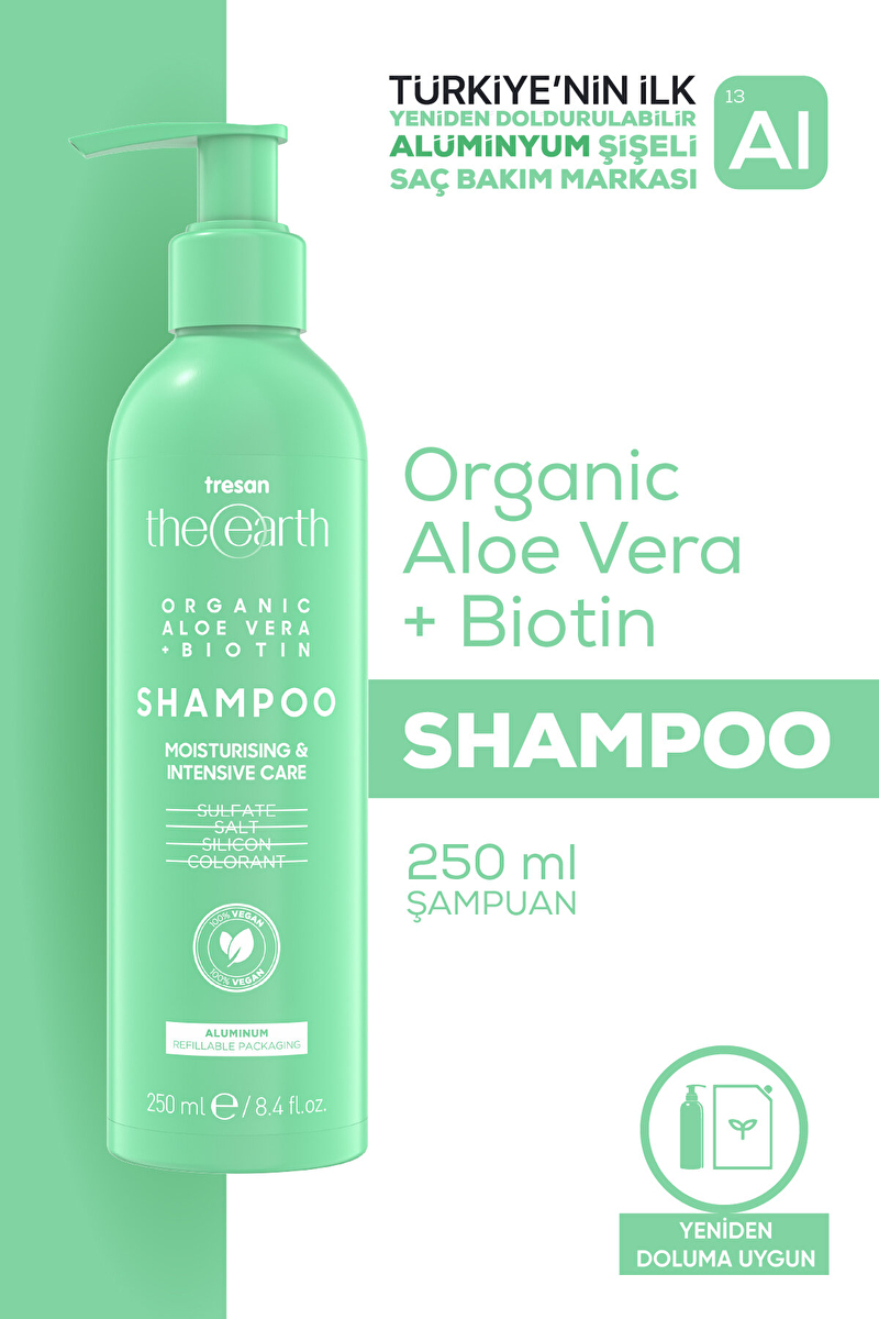 Tresan The Earth Şampuan Aloe Vera + Biotin Moisture and Intensive Care 250 ml