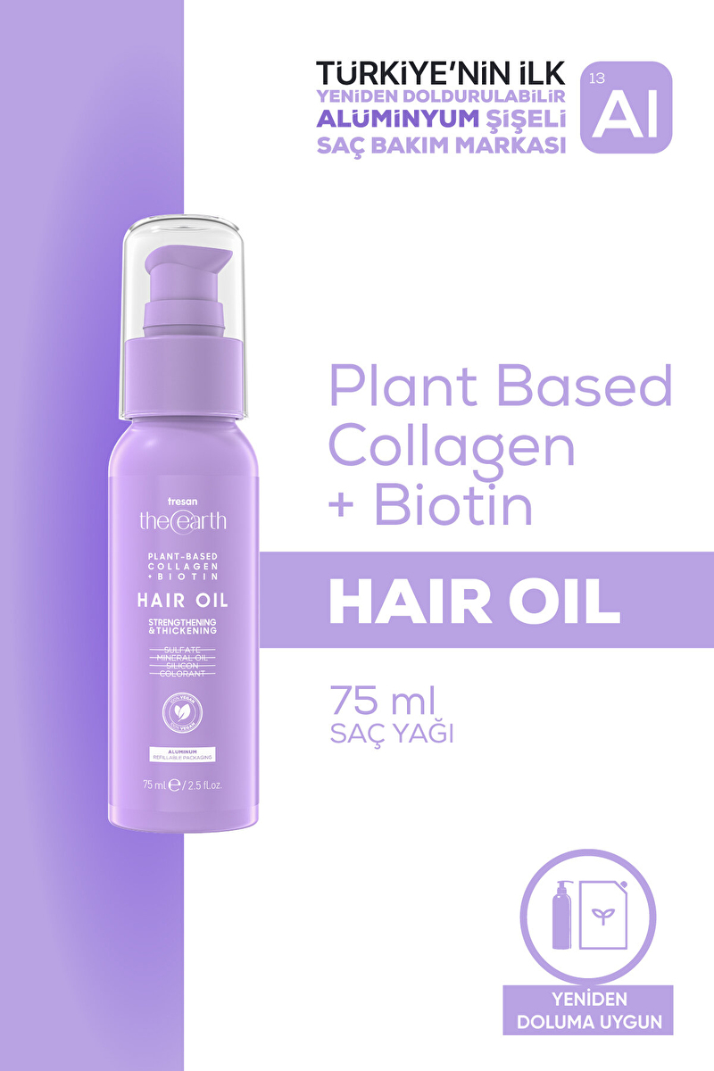 Tresan The Earth Saç Bakım Yağı Collagen + Biotin 75 ml - Strenghthening and Thickening