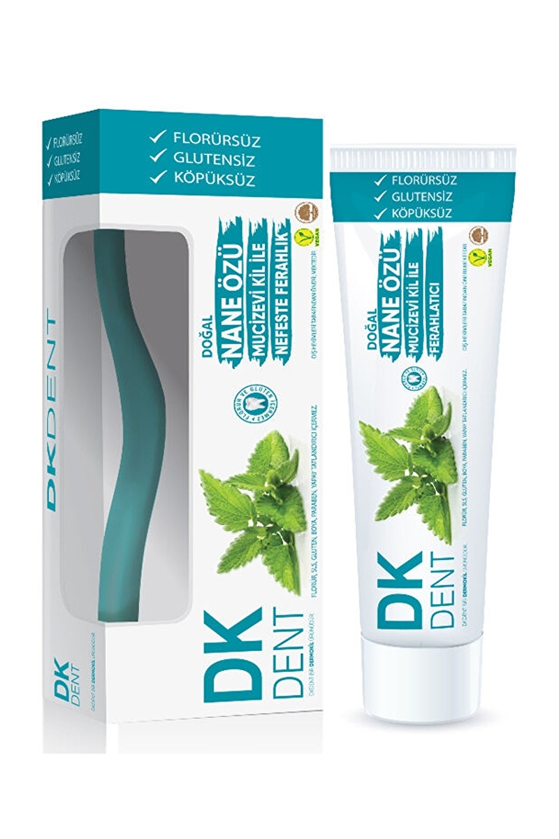DKDENT Vegan Nane Özlü Florürsüz Diş Macunu 75 ml + Diş Fırçası