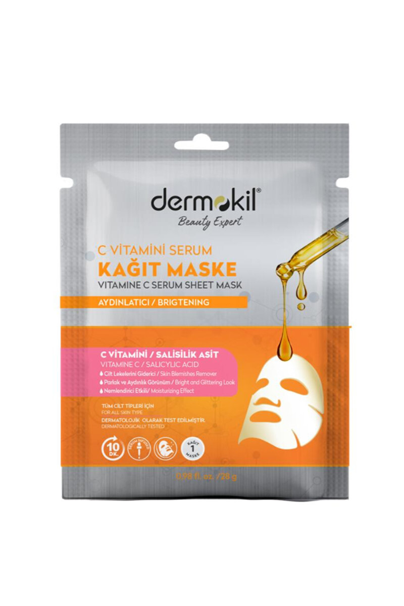 Dermokil Kil İçerikli C Vitamini Serum İçeren Kağıt Maske