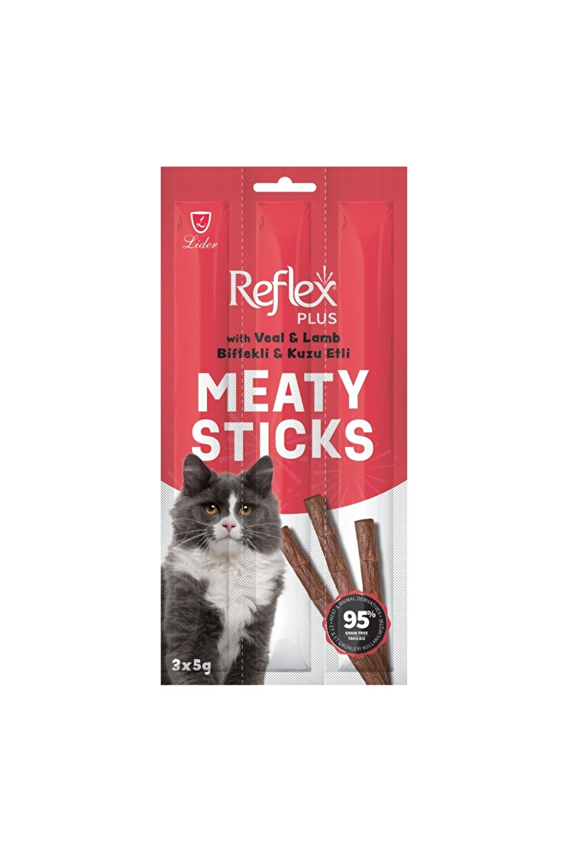 Reflex Biftekli ve Kuzulu Tahılsız Kedi Ödül Çubuğu 15 g 3'lü