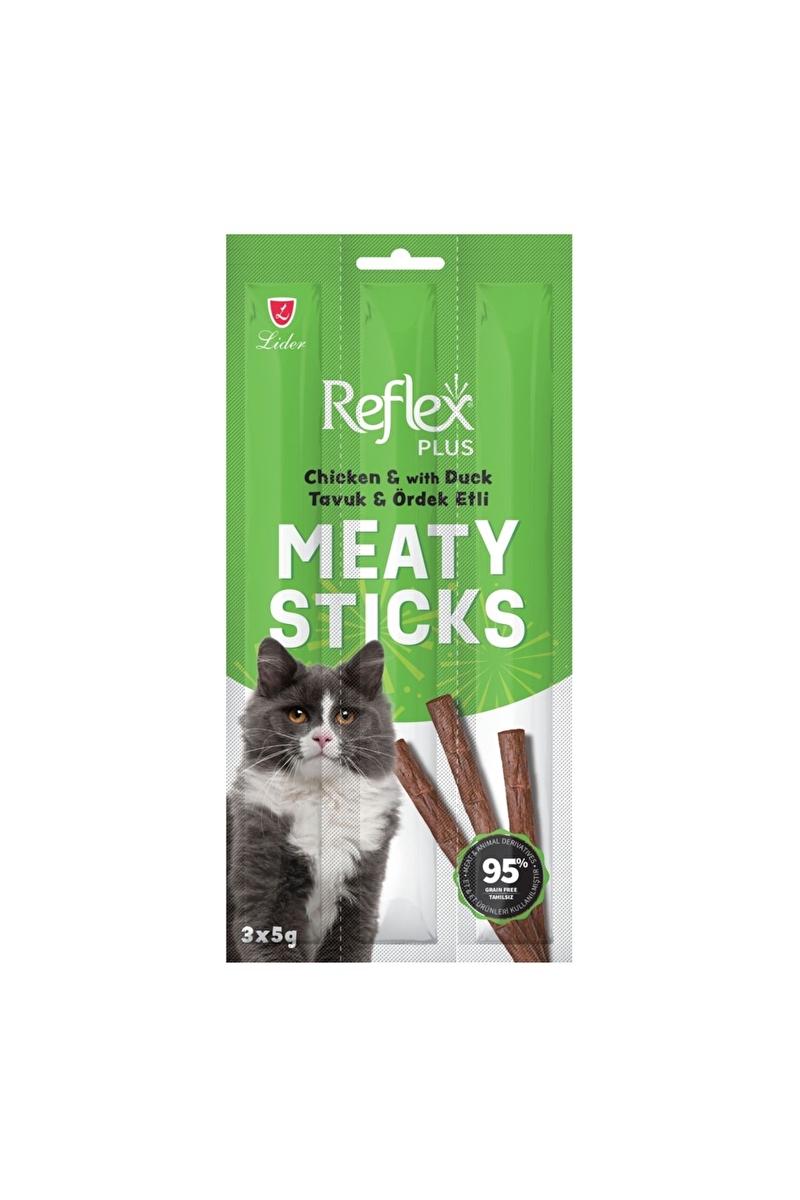 Reflex Tavuklu ve Ördek Etli Tahılsız Kedi Ödül Çubuğu 15 g 3'lü