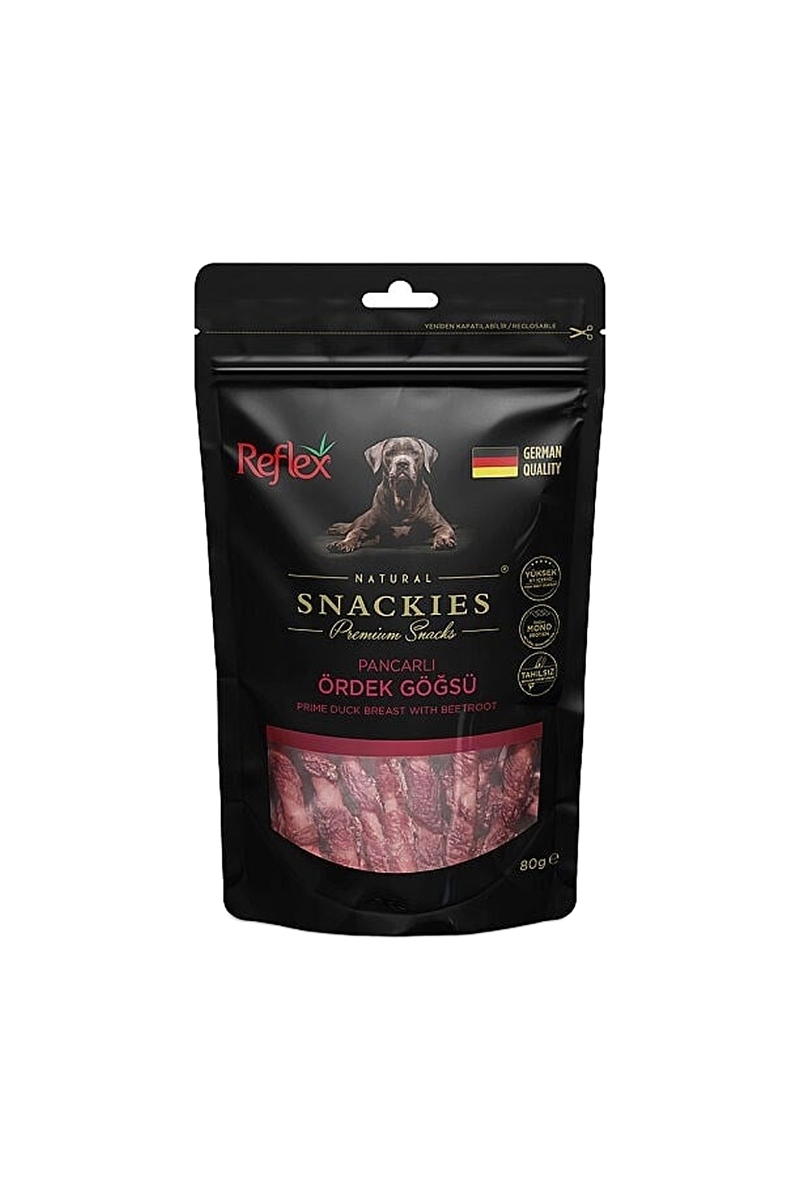 Reflex Snackies Natural Pancarlı Ördek Göğsü Tahılsız Köpek Ödül Maması 80 g