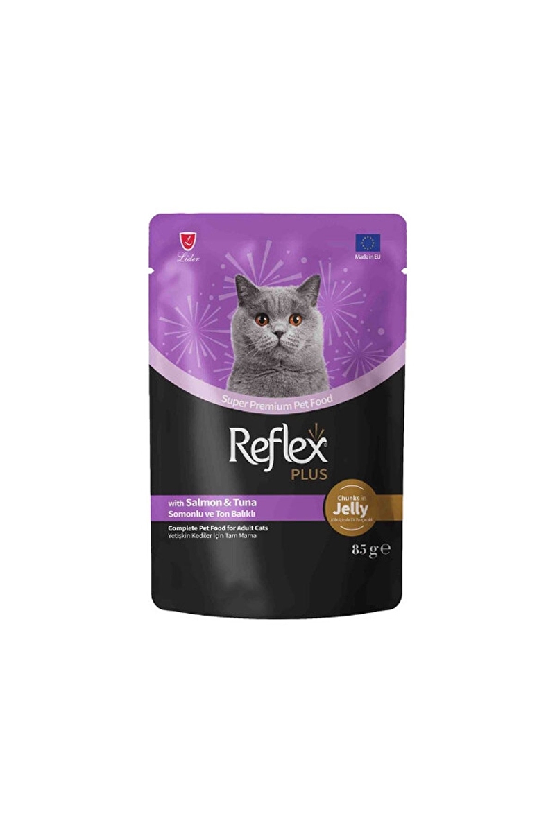 Reflex Plus Jöle İçinde Somonlu ve Ton Balıklı Yetişkin Kedi Konservesi 85 g