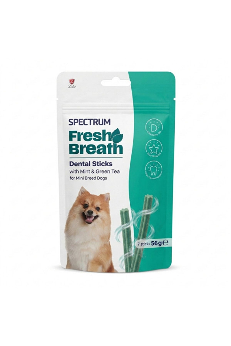 Spectrum Fresh Breath Dental Sticks Naneli ve Yeşil Çaylı Mini Irk Köpek Ödül Maması 56 g 7'li