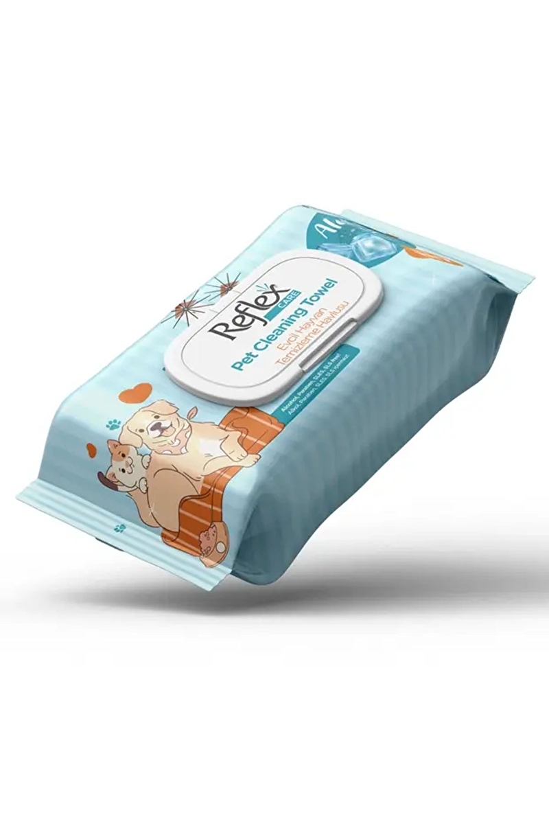 Reflex Care Alaçatı Ice Kokulu Kedi ve Köpekler için Temizlik Havlusu 50'Li