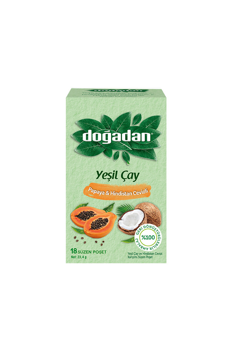 Doğadan Yeşil Çay Papaya Hindistan Cevizi 18li
