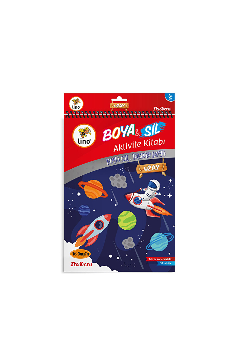 Lino Boya Sil Aktivite Boyama Kitabı Uzay A4 Ebat (Silinebilir)