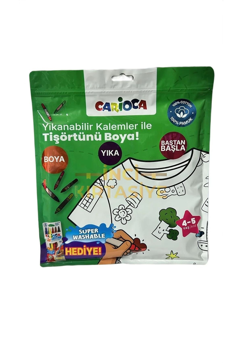 Carioca Boyanabilir Tişört-Keçeli 4-5 Yaş Kalem Hediyeli