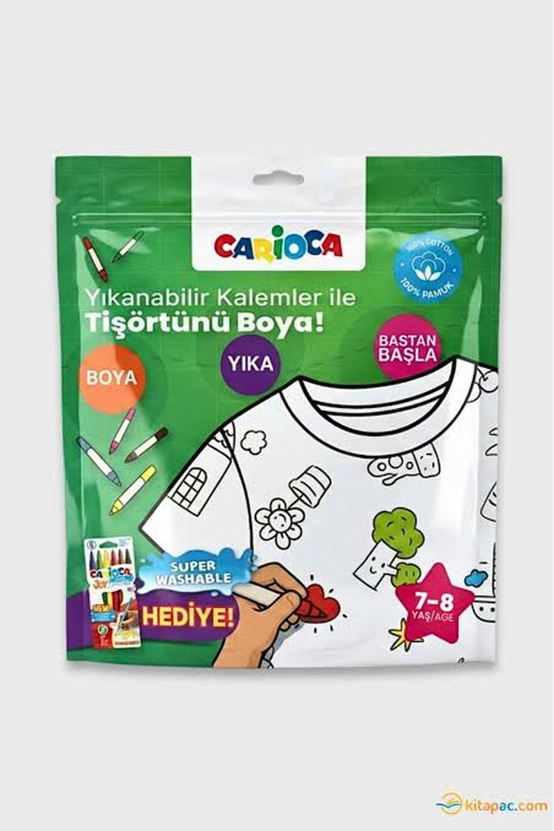 Carioca Boyanabilir Tişört-Keçeli 7-8 Yaş Kalem Hediyeli