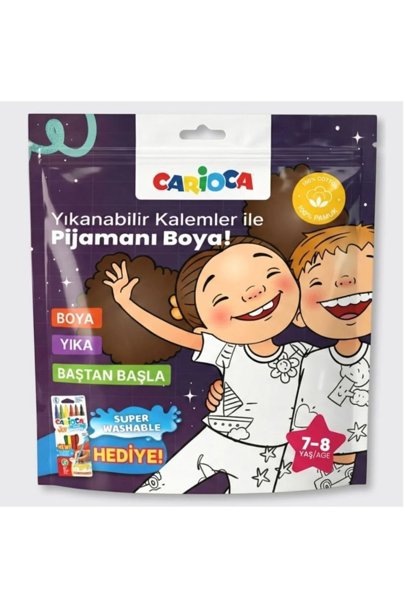 Carioca Boyanabilir Pijama-Keçeli 5-6 Yaş Kalem Hediyeli