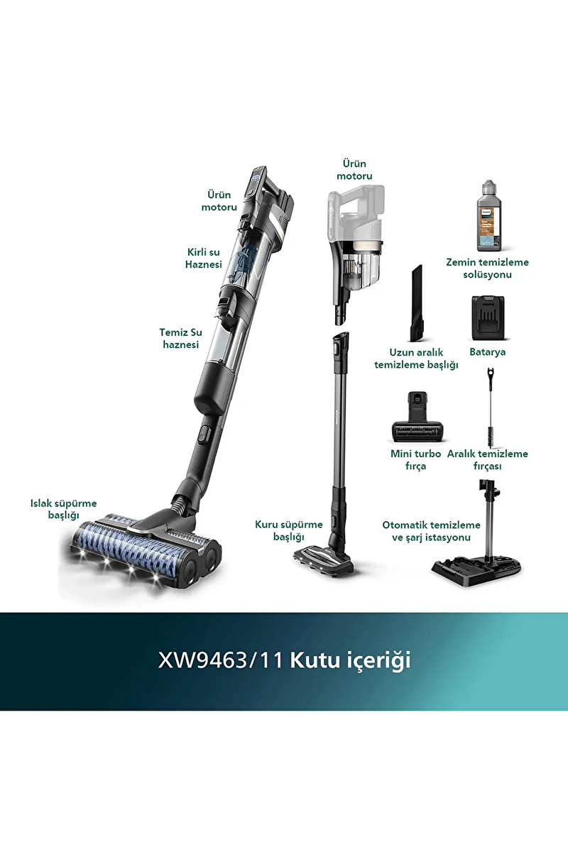 Philips Aqua Trio 9000 Serisi Islak Kuru Kablosuz Dikey Süpürge XW9463/11