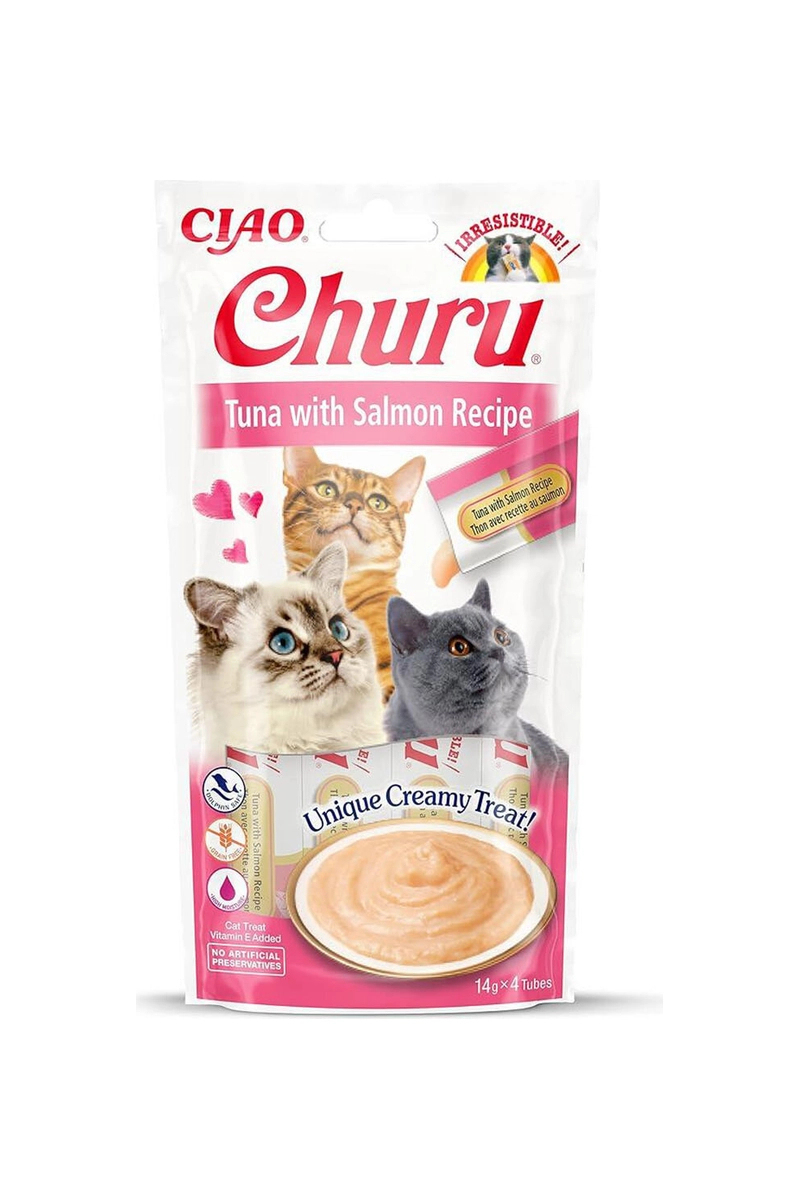Ciao Churu Cream Ton Balıklı ve Somonlu Kedi Ödül Kreması 4 x 14 g