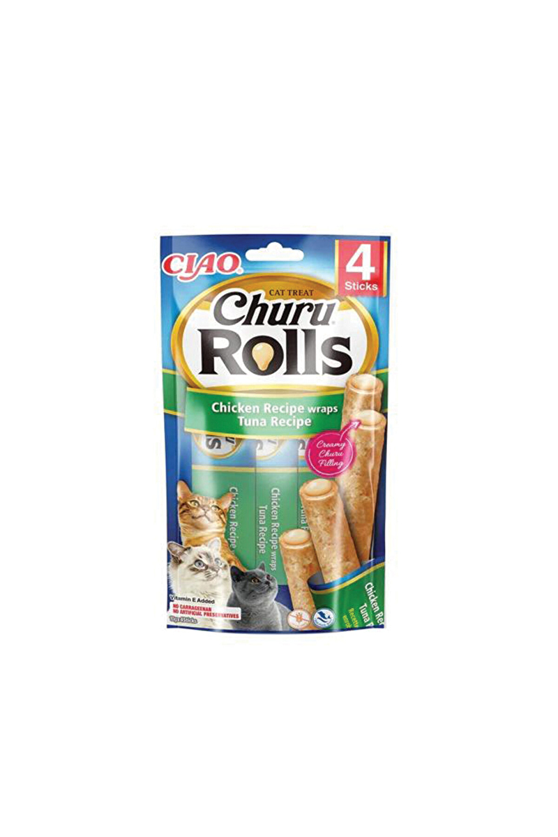 Ciao Churu Rolls Sticks Tavuk Sargılı & Ton Balıklı Kedi Ödül Maması 4 x 10 Gr