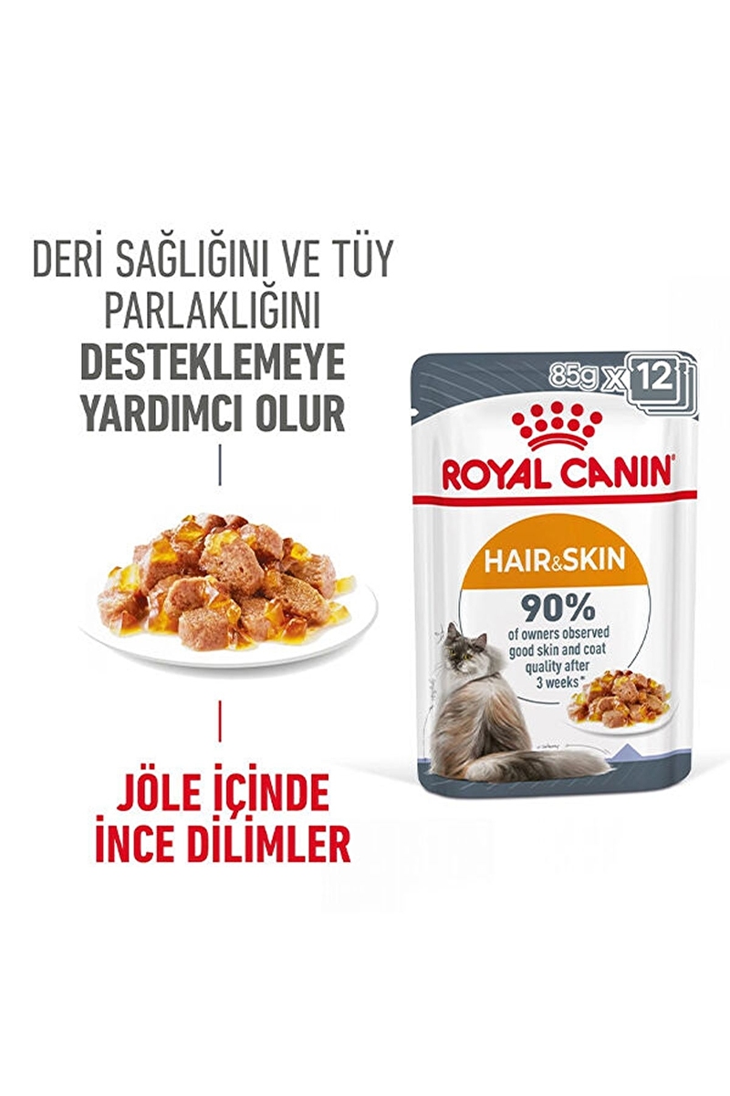 Royal Canin Hair&Skin Tüy ve Deri Sağlığı için Jöle İçerisinde Yaş Kedi Maması 85g