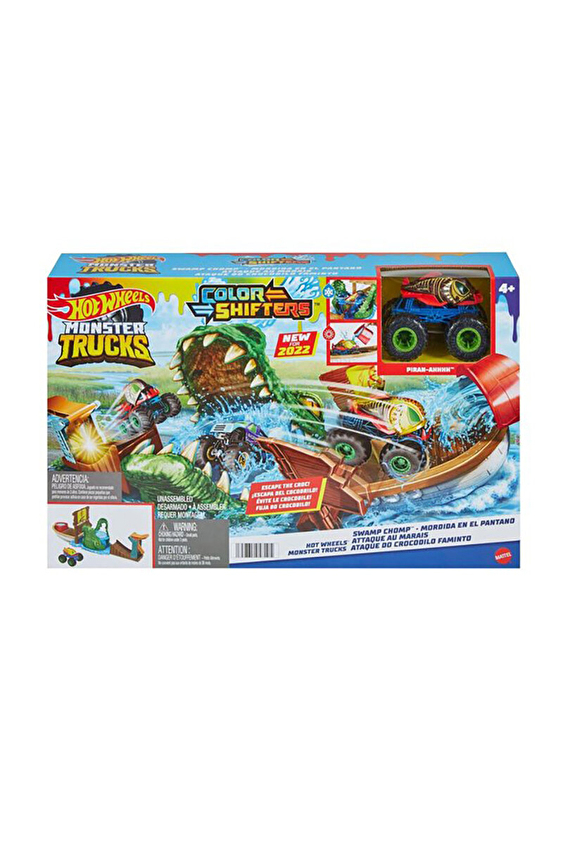 Hot Wheels Monster Trucks Renk Değiştiren Araçlar Timsahtan Kaçış Oyun Seti HGV14 Hot Wheels Monster Trucks Renk Değiştiren Araçlar Timsahtan Kaçış Oyun Seti HGV14