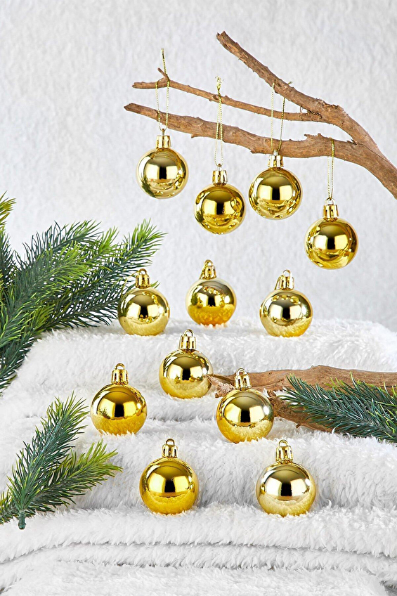 Yılbaşı Süsü Metalize Top Gold 4 cm 12'li