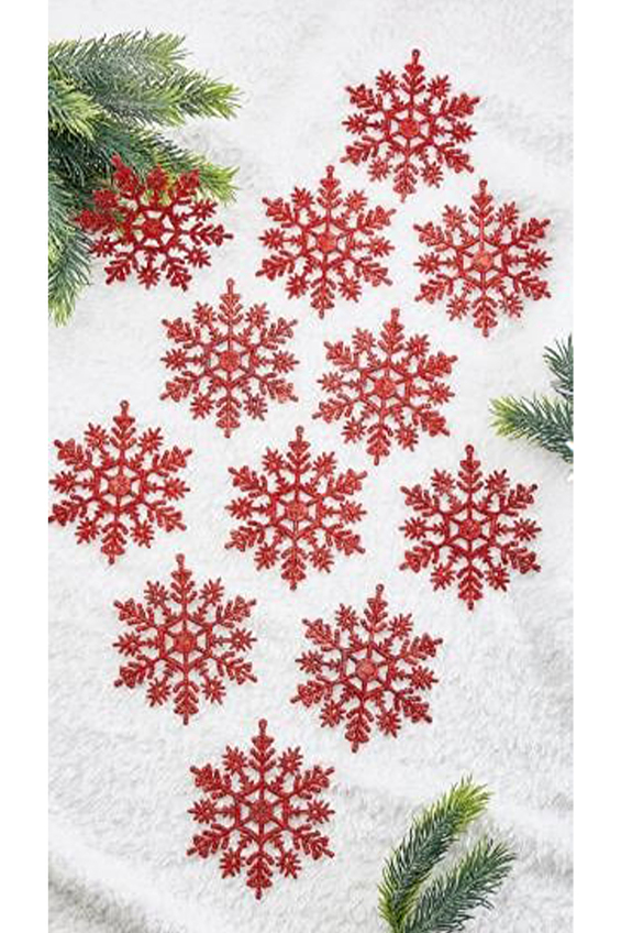 Yılbaşı Süsü Kırmızı Kar Tanesi 10 cm 12'li Yılbaşı Süsü Kırmızı Kar Tanesi 10 cm 12'li