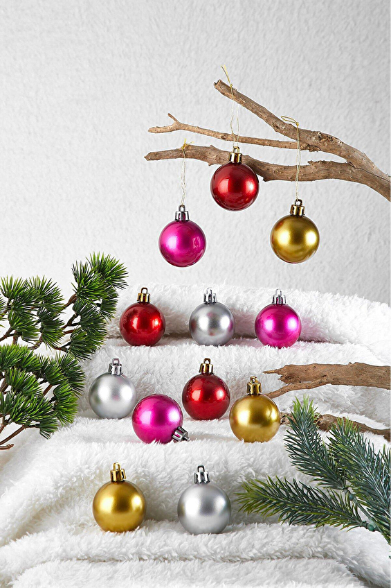 Yılbaşı Süsü Cici Top 4 cm 12'li Yılbaşı Süsü Cici Top 4 cm 12'li