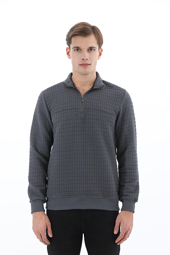 First Company Kapitone Regular Fit Dik Yaka Yarım Fermuar Erkek Sweat 2520109012 Gri First Company Kapitone Regular Fit Dik Yaka Yarım Fermuar Erkek Sweat 2520109012 Gri