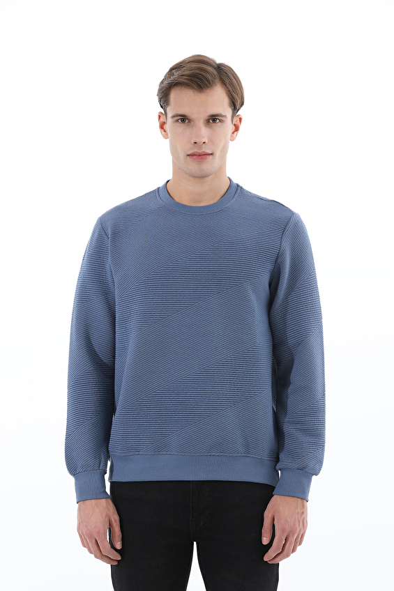 First Company Kapitone Regular Fit Bisiklet Yaka Erkek Sweat 2520109021 Mavi First Company Kapitone Regular Fit Bisiklet Yaka Erkek Sweat 2520109021 Mavi