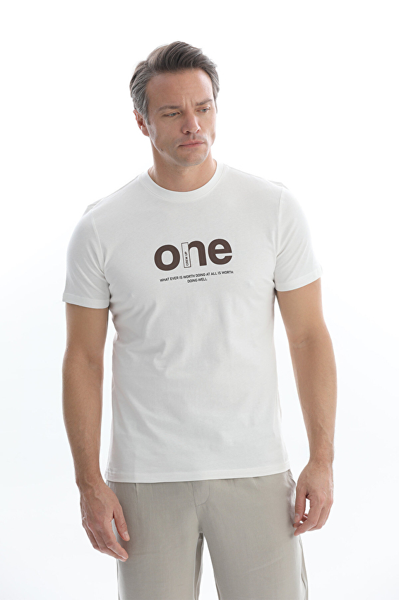 CREW UP Regular Fit O Yaka Süprem Kumaş Erkek Tişört 2617101044 Ekru CREW UP Regular Fit O Yaka Süprem Kumaş Erkek Tişört 2617101044 Ekru