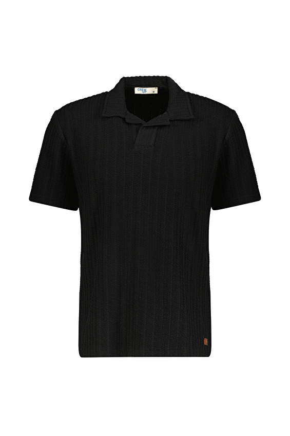 Crew Up Regular Fit Gofre Kumaş Apaj Yaka Erkek Tişört 2617101028 Siyah Crew Up Regular Fit Gofre Kumaş Apaj Yaka Erkek Tişört 2617101028 Siyah