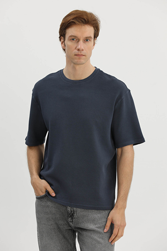 Crew Up Oversize Fit O Yaka Waffle Kumaş Erkek Tişört 2617101031 Indıgo Crew Up Oversize Fit O Yaka Waffle Kumaş Erkek Tişört 2617101031 Indıgo