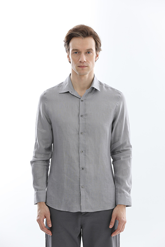 CREW UP Regular Fit Düğmeli Gömlek Yaka Uzun Kol Erkek Gömlek 2617103004 Koyu gri CREW UP Regular Fit Düğmeli Gömlek Yaka Uzun Kol Erkek Gömlek 2617103004 Koyu gri