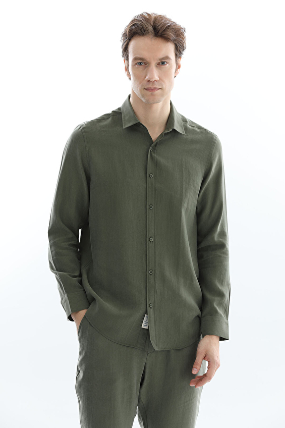 CREW UP Regular Fit Düğmeli Gömlek Yaka Uzun Kol Erkek Gömlek 2617103006 Haki CREW UP Regular Fit Düğmeli Gömlek Yaka Uzun Kol Erkek Gömlek 2617103006 Haki