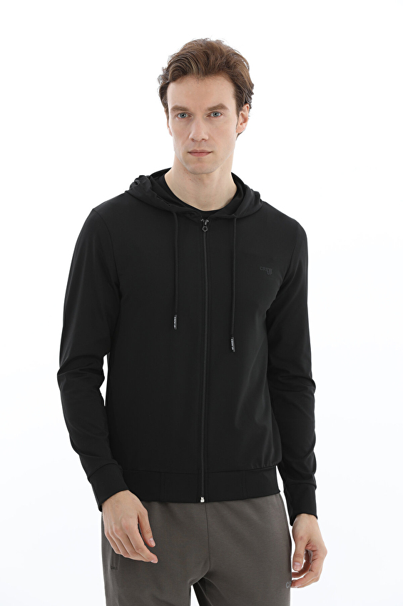 Crew Up Regular Fit Fermuarlı Kapüşonlu Erkek Hırka 2617108001 Siyah Crew Up Regular Fit Fermuarlı Kapüşonlu Erkek Hırka 2617108001 Siyah