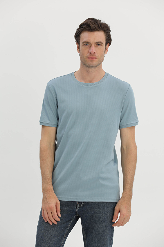 Crew Up Regular Fit İnterlok Kumaş O Yaka Erkek Tişört 2617101057 Mavi Crew Up Regular Fit İnterlok Kumaş O Yaka Erkek Tişört 2617101057 Mavi