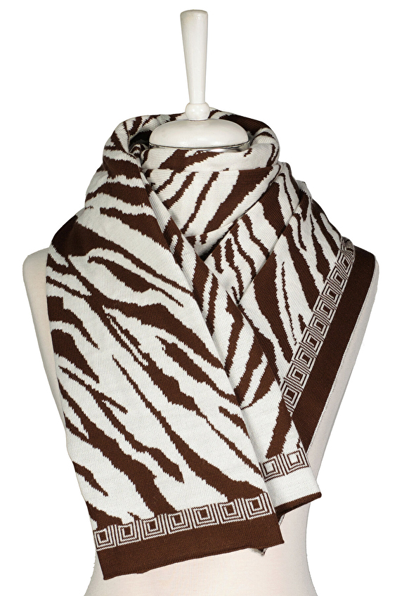Shefame Kadın Omuzluk Şal ZEBRA Taba
