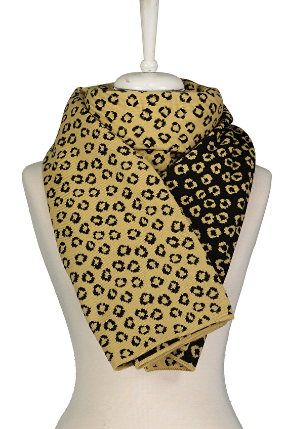 Shefame Kadın Şal OMUZLUK LEOPAR Siyah/altın