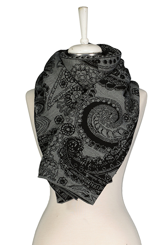 Shefame Kadın Şal OMUZLUK ETNIK Siyah/gri