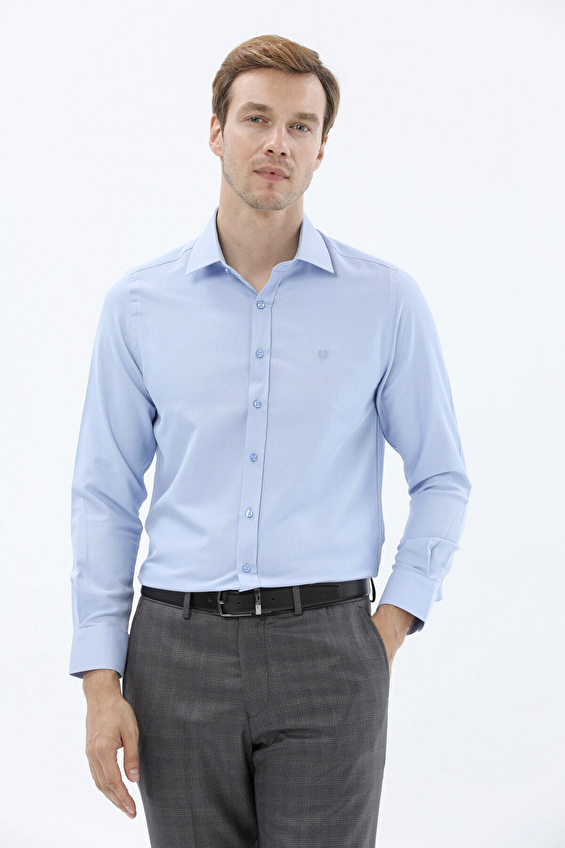 Finesuits Slim Fit Düz Yaka Erkek Armürlü Gömlek 2422103012 ARMS Mavi Finesuits Slim Fit Düz Yaka Erkek Armürlü Gömlek 2422103012 ARMS Mavi