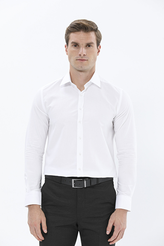 Finesuits Slim Fit Düz Yaka Erkek Pamuk Armürlü Gömlek 2422103005 PARMS Beyaz Finesuits Slim Fit Düz Yaka Erkek Pamuk Armürlü Gömlek 2422103005 PARMS Beyaz