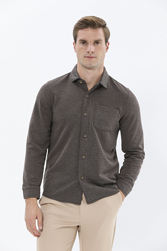 Finesuits Regular Fit Gömlek Yaka Erkek Gömlek 242209054 GMCR Kahve Finesuits Regular Fit Gömlek Yaka Erkek Gömlek 242209054 GMCR Kahve
