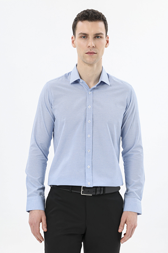 Finesuits Slim Fit Uzun Kol Düz Yaka Erkek Desenli Gömlek 2512103111 DSS Açık mavi Finesuits Slim Fit Uzun Kol Düz Yaka Erkek Desenli Gömlek 2512103111 DSS Açık mavi