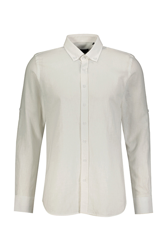 Finesuits Regular Fit Uzun Kol Düğmeli Yaka Erkek Keten Karışımlı Gömlek 2412103013 KTSKDR Beyaz Finesuits Regular Fit Uzun Kol Düğmeli Yaka Erkek Keten Karışımlı Gömlek 2412103013 KTSKDR Beyaz