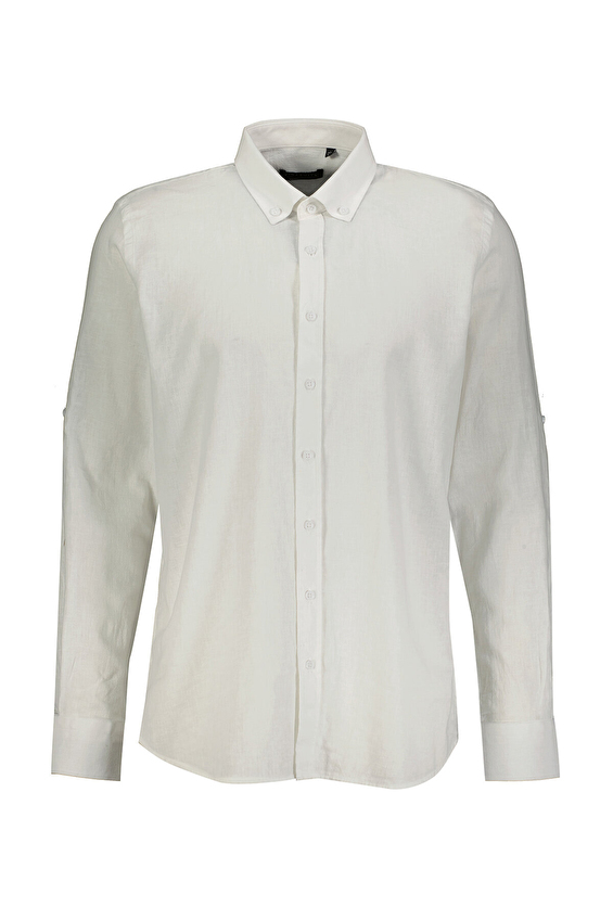 Finesuits Regular Fit Uzun Kol Düğmeli Yaka Erkek Keten Karışımlı Gömlek 2412103013 SKDR Beyaz Finesuits Regular Fit Uzun Kol Düğmeli Yaka Erkek Keten Karışımlı Gömlek 2412103013 SKDR Beyaz