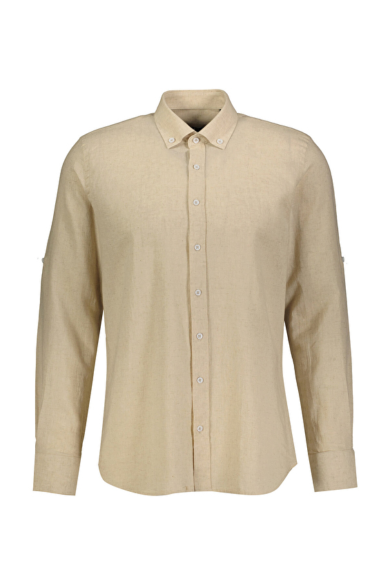 Finesuits Regular Fit Uzun Kol Düğmeli Yaka Erkek Keten Karışımlı Gömlek 2412103013 SKDR Bej Finesuits Regular Fit Uzun Kol Düğmeli Yaka Erkek Keten Karışımlı Gömlek 2412103013 SKDR Bej