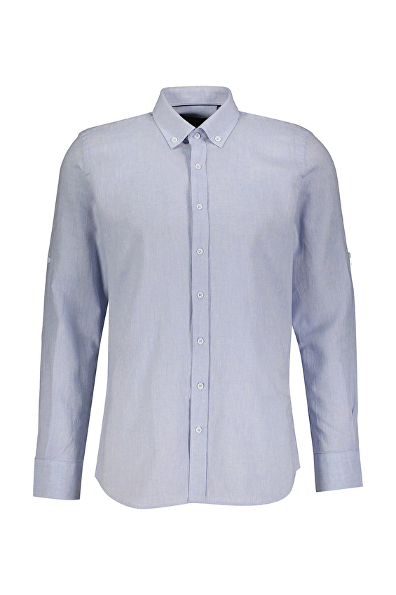 Finesuits Regular Fit Uzun Kol Düğmeli Yaka Erkek Keten Karışımlı Gömlek 2412103013 SKDR Açık mavi Finesuits Regular Fit Uzun Kol Düğmeli Yaka Erkek Keten Karışımlı Gömlek 2412103013 SKDR Açık mavi