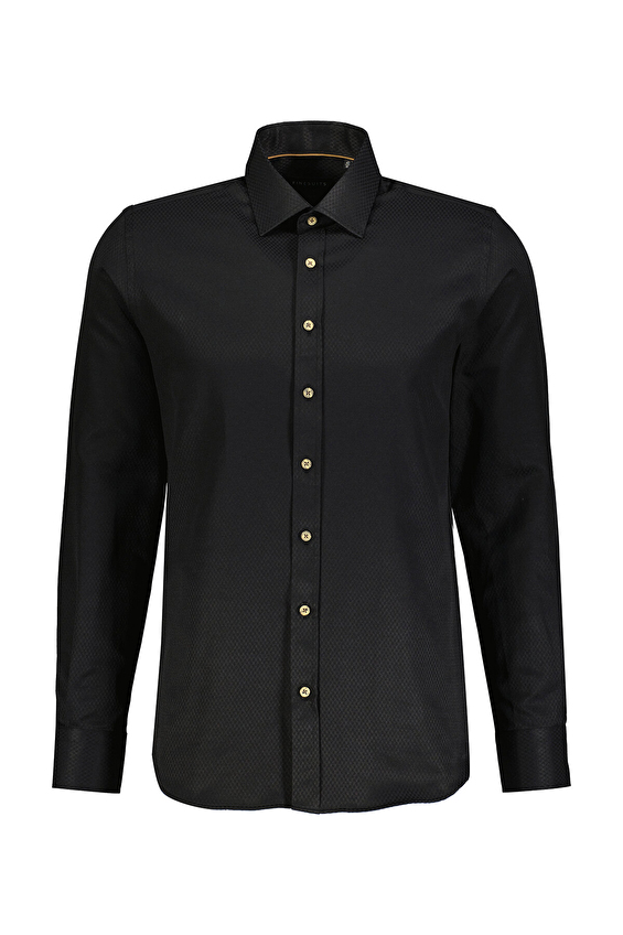 Finesuits Slim Fit Uzun Kol Düğmeli Yaka Erkek Armürlü Gömlek 2412103014 UDS Siyah Finesuits Slim Fit Uzun Kol Düğmeli Yaka Erkek Armürlü Gömlek 2412103014 UDS Siyah