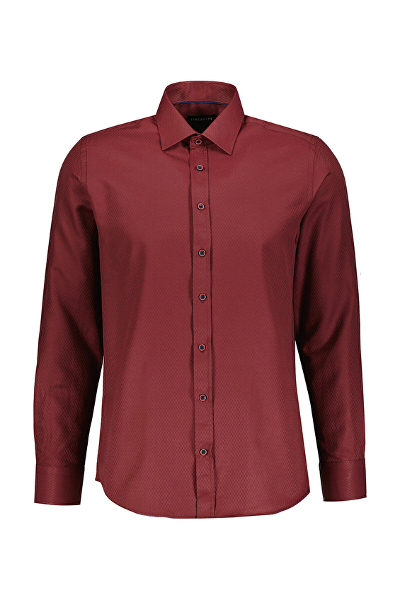Finesuits Slim Fit Uzun Kol Düğmeli Yaka Erkek Armürlü Gömlek 2412103014 UDS Bordo Finesuits Slim Fit Uzun Kol Düğmeli Yaka Erkek Armürlü Gömlek 2412103014 UDS Bordo