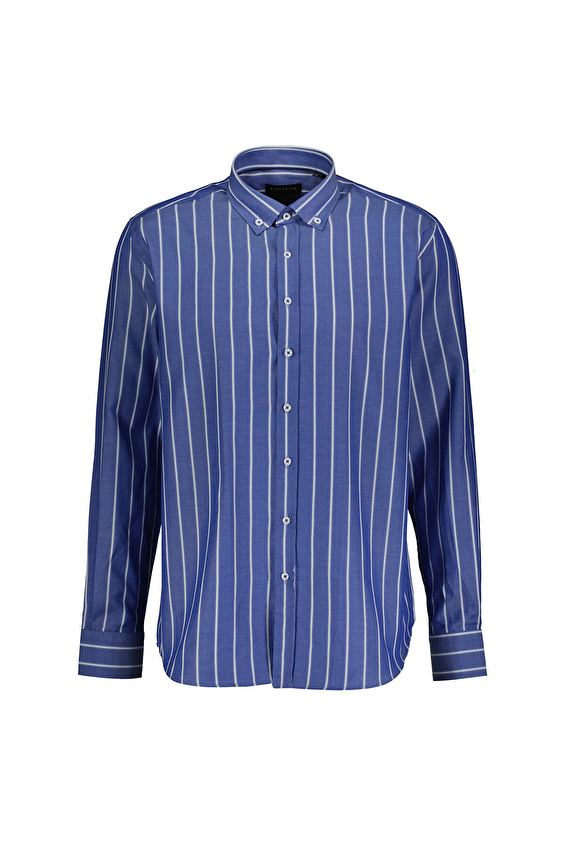 Finesuits Slim Fit Uzun Kol Düğmeli Yaka Erkek Çizgili Gömlek 2412103015 UDS Mavi Finesuits Slim Fit Uzun Kol Düğmeli Yaka Erkek Çizgili Gömlek 2412103015 UDS Mavi