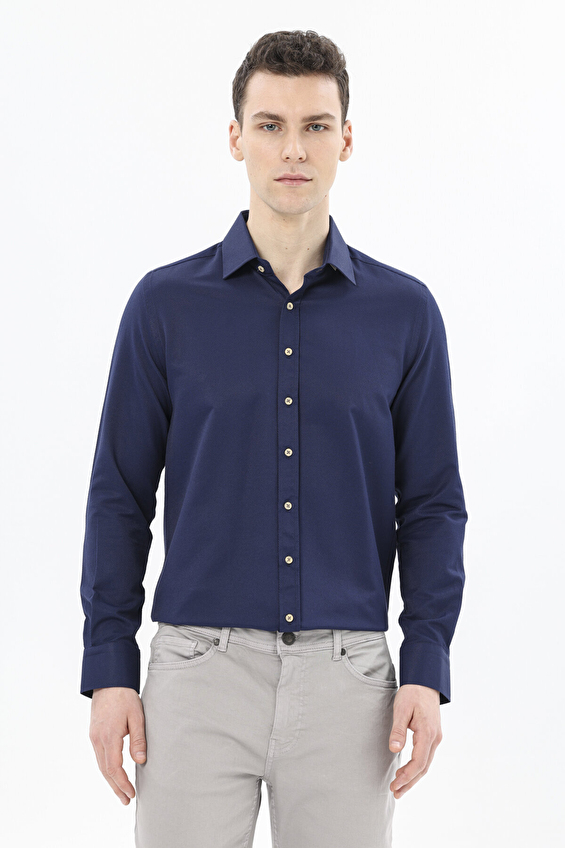 Finesuits Slim Fit Uzun Kol Düğmeli Yaka Erkek Armürlü Gömlek 2412103016 UDS Lacivert Finesuits Slim Fit Uzun Kol Düğmeli Yaka Erkek Armürlü Gömlek 2412103016 UDS Lacivert