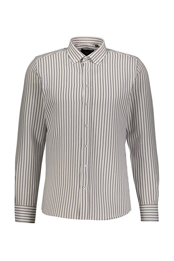 Finesuits Slim Fit Uzun Kol Düğmeli Yaka Erkek Gofreli Çizligi Gömlek 2412103018 UDS Siyah Finesuits Slim Fit Uzun Kol Düğmeli Yaka Erkek Gofreli Çizligi Gömlek 2412103018 UDS Siyah