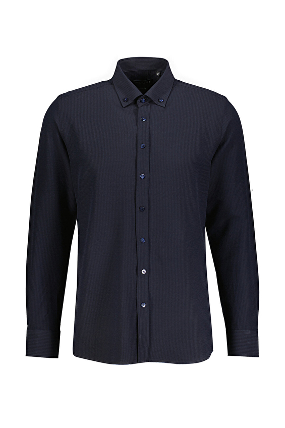 Finesuits Slim Fit Uzun Kol Düğmeli Yaka Erkek Gofreli Gömlek 2412103022 UDS Lacivert Finesuits Slim Fit Uzun Kol Düğmeli Yaka Erkek Gofreli Gömlek 2412103022 UDS Lacivert